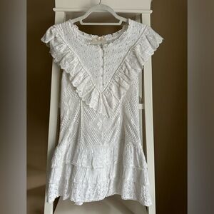 Love shack fancy white smock neck dress
